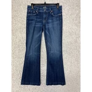 VTG Fossil Flare Jeans Womens 27 S Low Stretch Dark Blue Denim Boho Y2K Retro